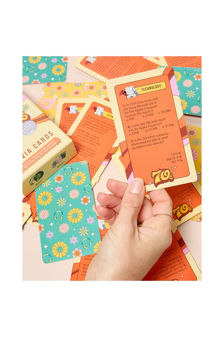 70's Trivia Cards, Party Card Game, 180 Groovy Questions, Alternate, color, Multicolored