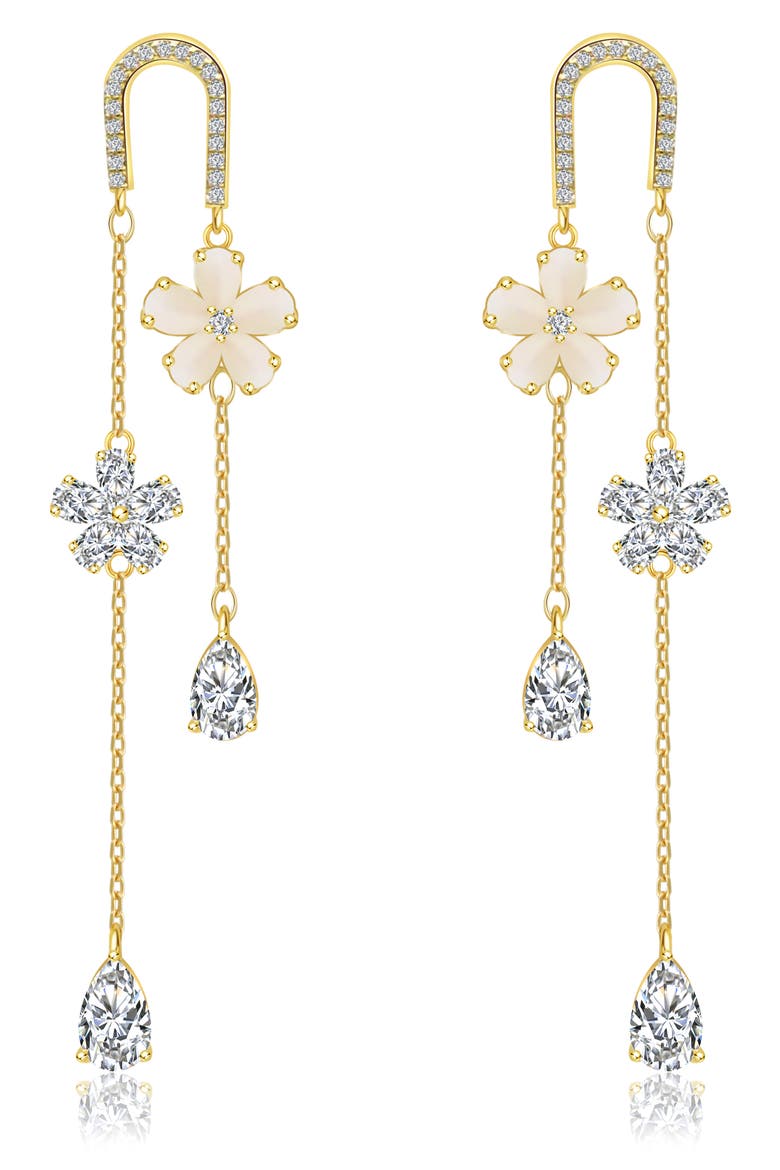 Lucky Flower Drop Earrings, Main, color, GOLD