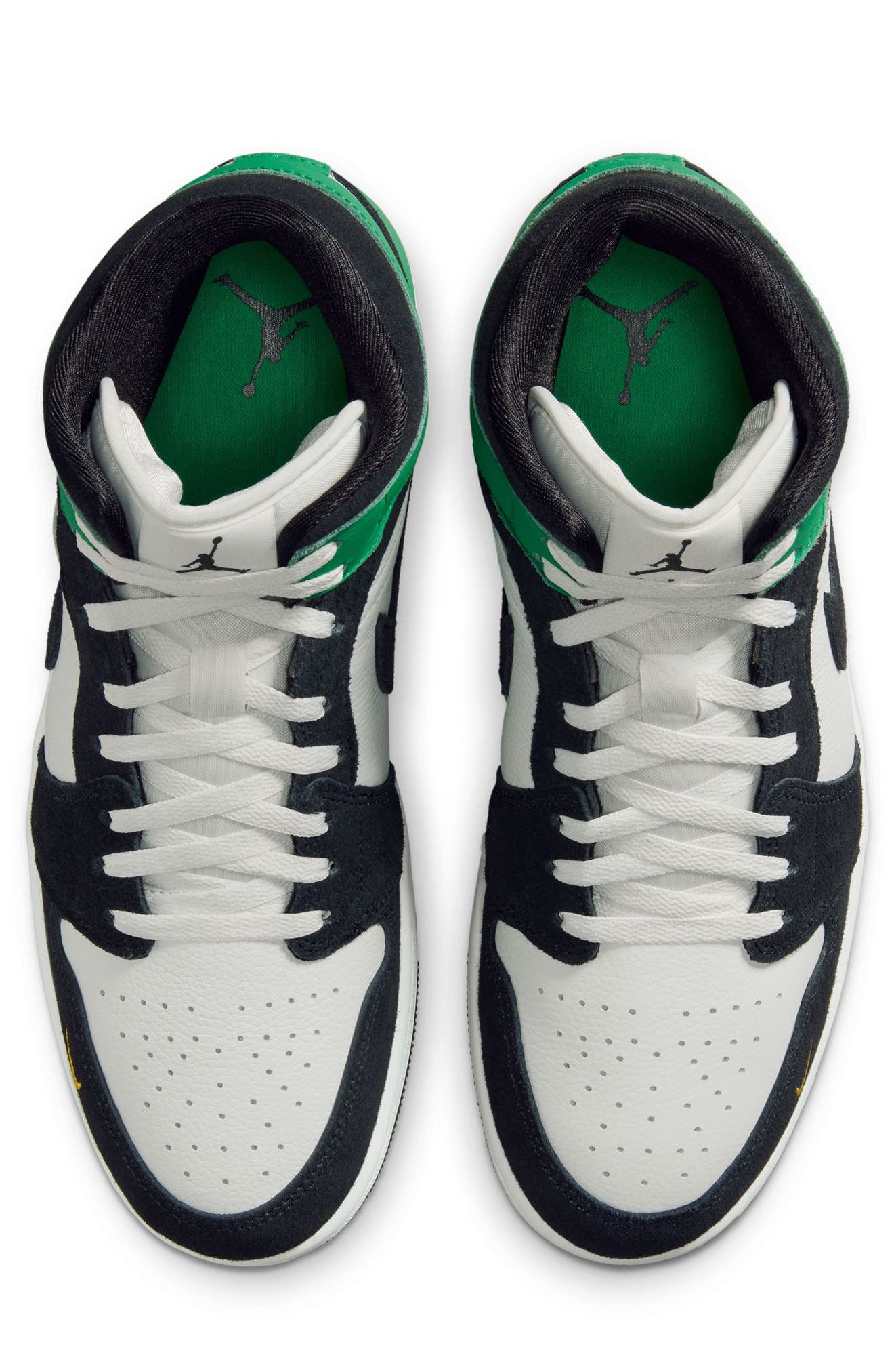 Jordan Air Jordan 1 Mid SE Basketball Sneaker, Alternate, color, Summit White/ Black/ Green