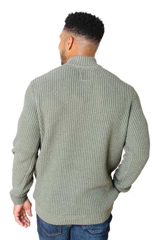 Hope & Henry Organic Mock Neck Cardigan Stitch Sweater In Green