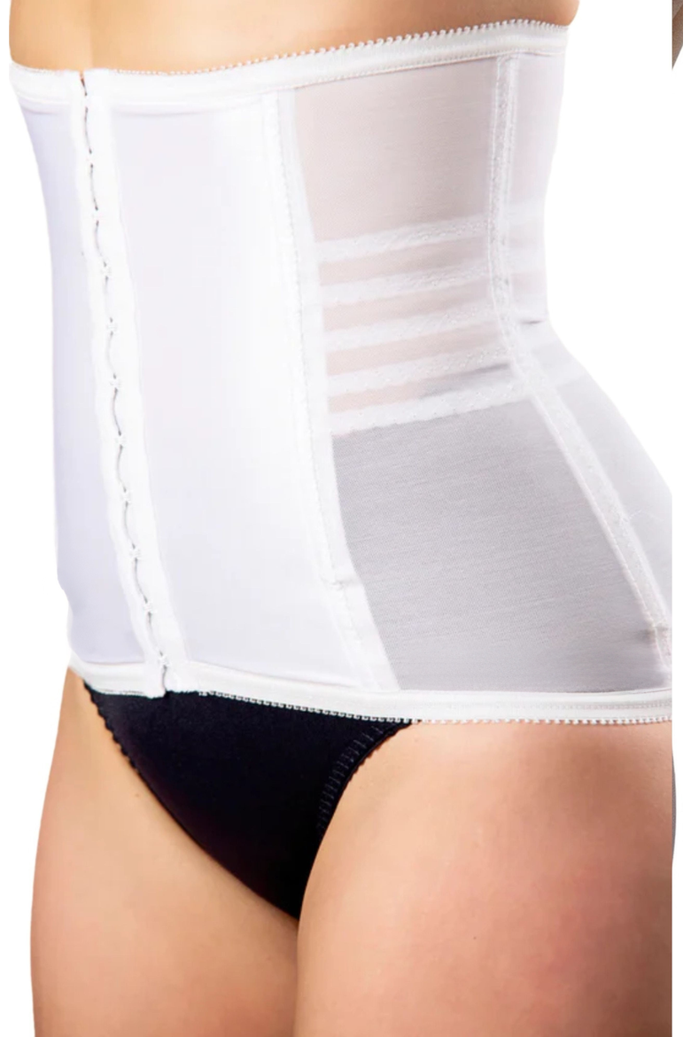 Shapette Powermesh Satin Panel Waist Cincher, Alternate, color, White