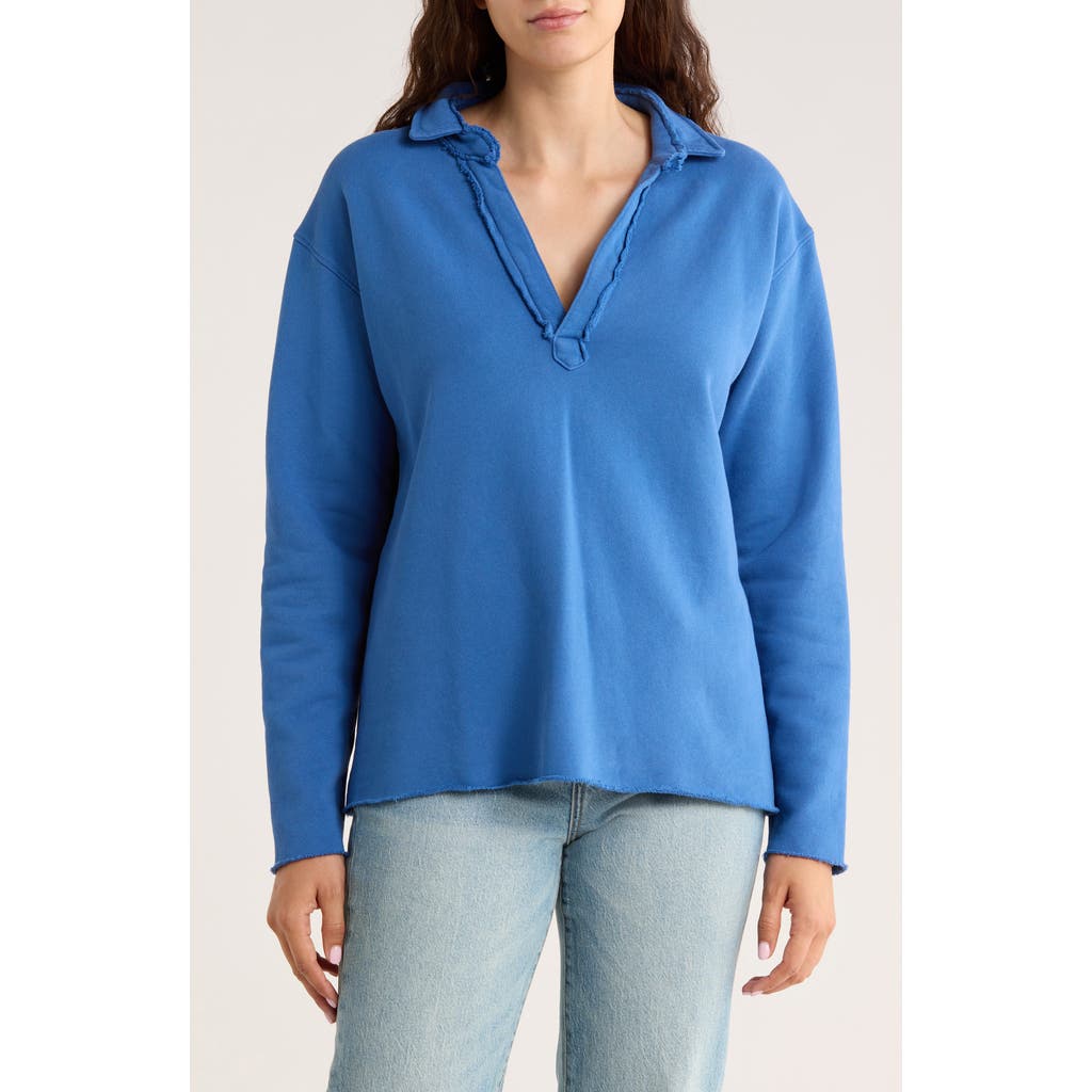 Frank & Eileen Patrick Johnny Collar T-shirt In Blue