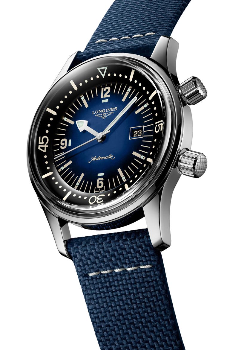 Legend Diver Automatic Strap Watch, 36mm, Alternate, color, BLUE