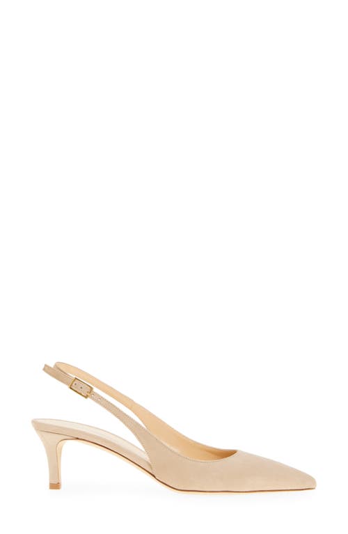 Ann Mashburn Kitten Heel Slingback Pump In Pebble Suede