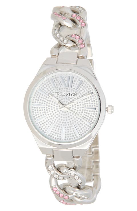 Iced Crystal Bracelet Watch, 33.2mm