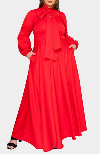 L I V D Bella Donna Long Sleeve Ribbon Tie Dress | Nordstrom