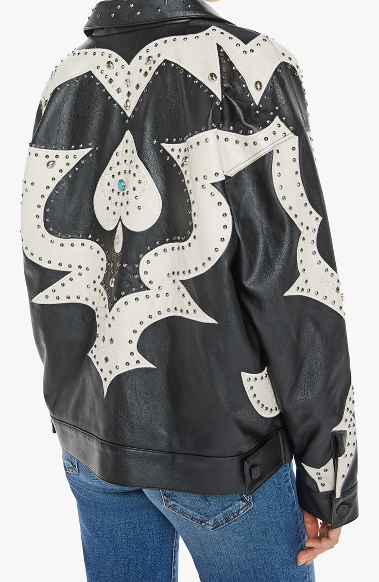 MOTHER The Zip It Studded Faux Leather Jacket, Alternate, color,