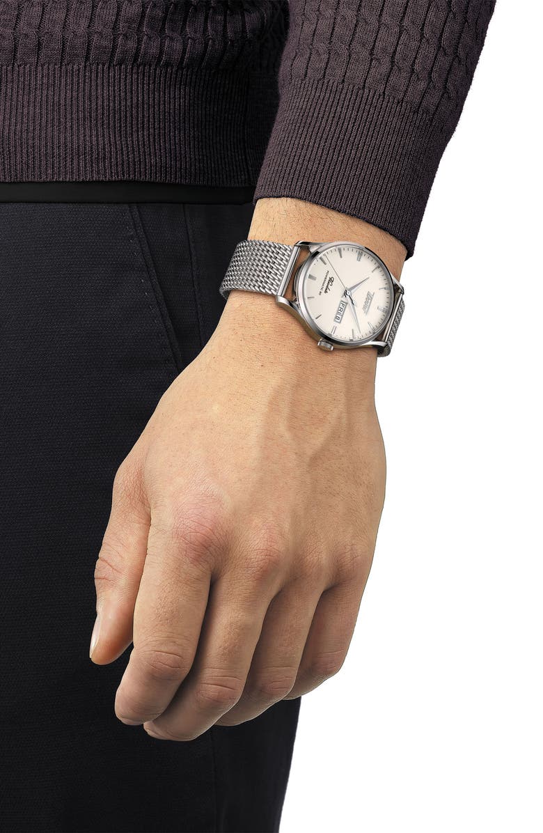 Tissot Visodate Automatic Mesh Strap Watch, 42mm, Alternate, color, 