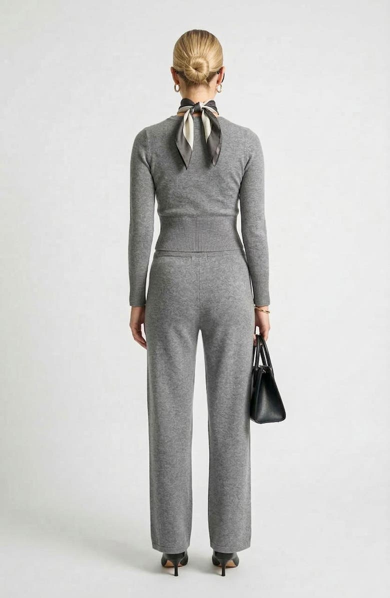 Knit & Lounge Two Piece Knit Set with Button Front Cardigan and Wide Leg Pants, Alternate, color, Gray