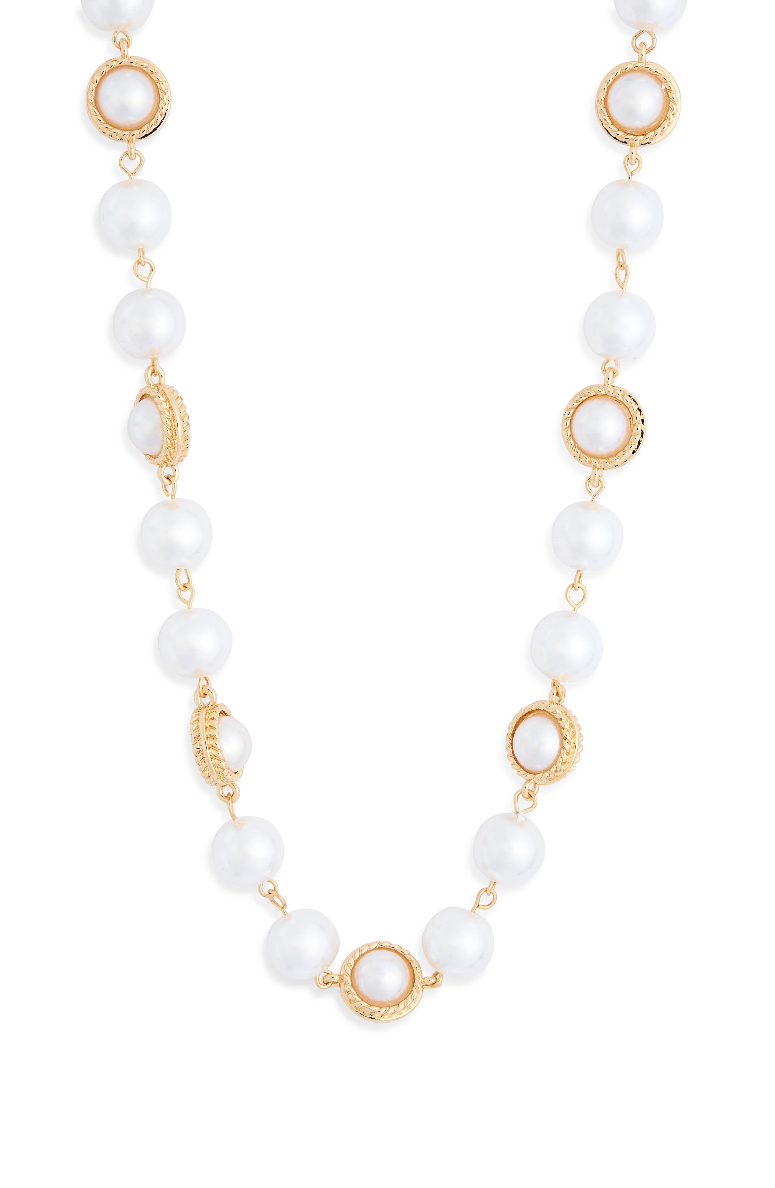 NORDSTROM RACK Faux Pearl Station Long Necklace