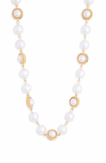 Faux Pearl Station Long Necklace