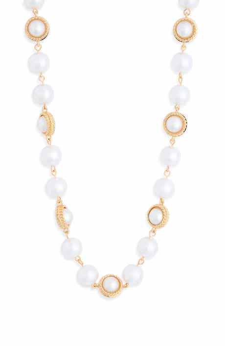 NORDSTROM RACK Faux Pearl Station Long Necklace
