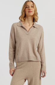 Chinti & Parker Wool Cashmere Blend V Neck Collared Sweater