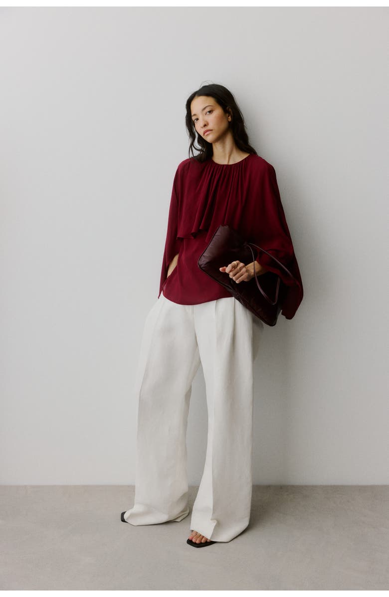 H&M Cape Blouse, Alternate, color, Dark Red