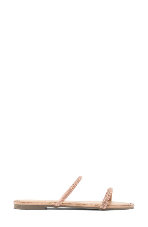 Wild Diva Lounge Roo Rhinestone Slide Sandal In Beige