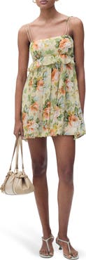 MANGO Floral Print Tie Strap Minidress