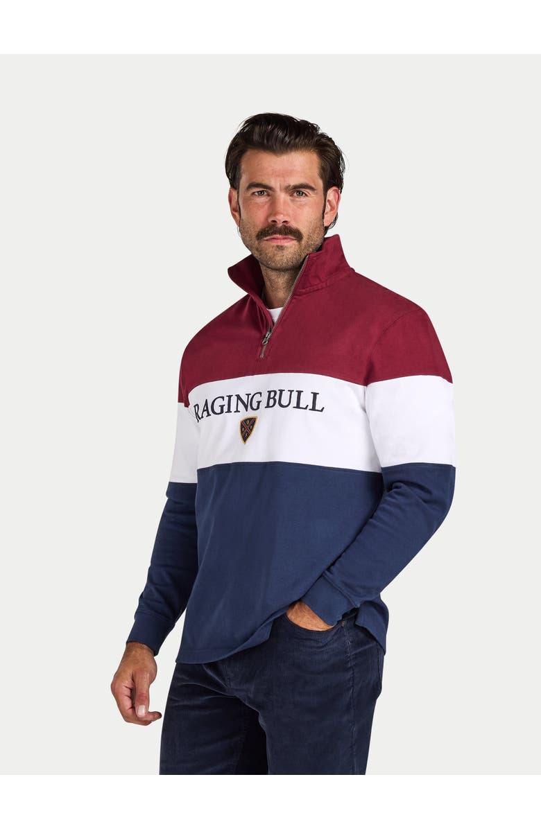 Raging Bull Cut & Sew Quarter Zip Sweatshirt, Main, color, Navy/Red
