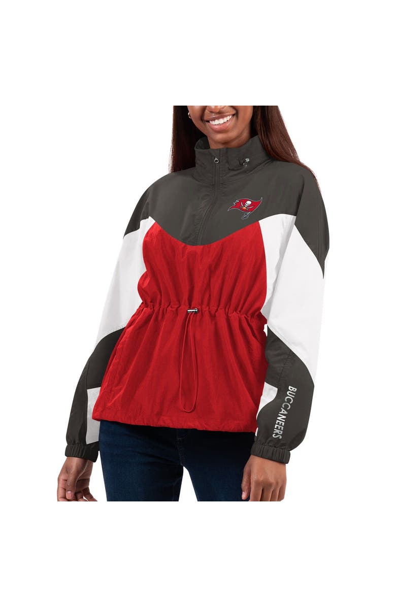 G-III 4HER BY CARL BANKS Women's G-III 4Her by Carl Banks Red/Pewter Tampa Bay Buccaneers Tie Breaker Lightweight Quarter-Zip Jacket, Main, color, Red