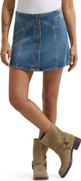 Wrangler Paneled Cotton Denim Miniskirt