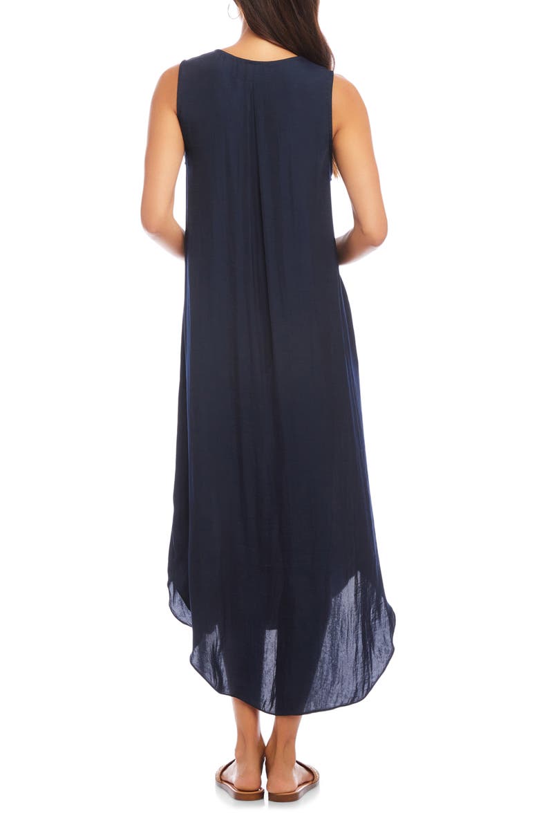 Karen Kane Sleeveless Satin Dress, Alternate, color, Navy