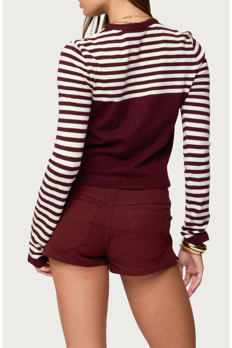 Goni Stripe Cardigan, Alternate, color, BURGUNDY