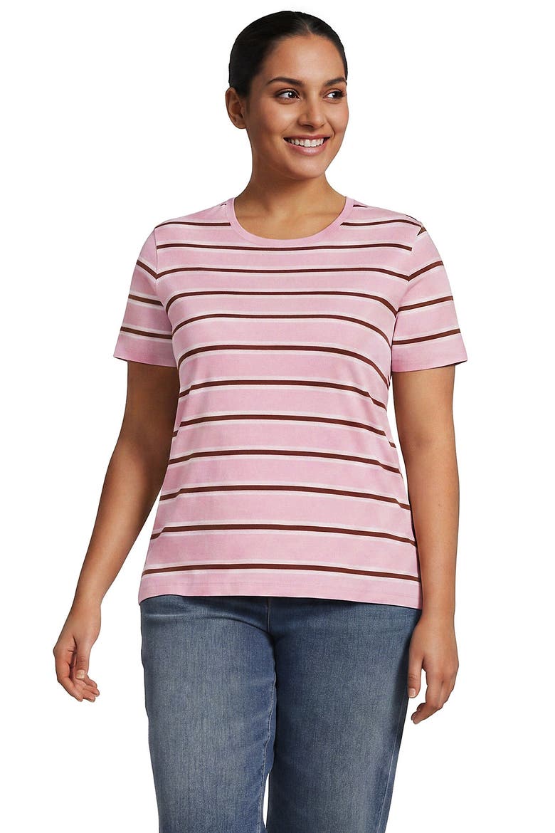 Supima Cotton Crew Neck T-Shirt, Main, color, Sea Salt Pink/Ginger Stripe