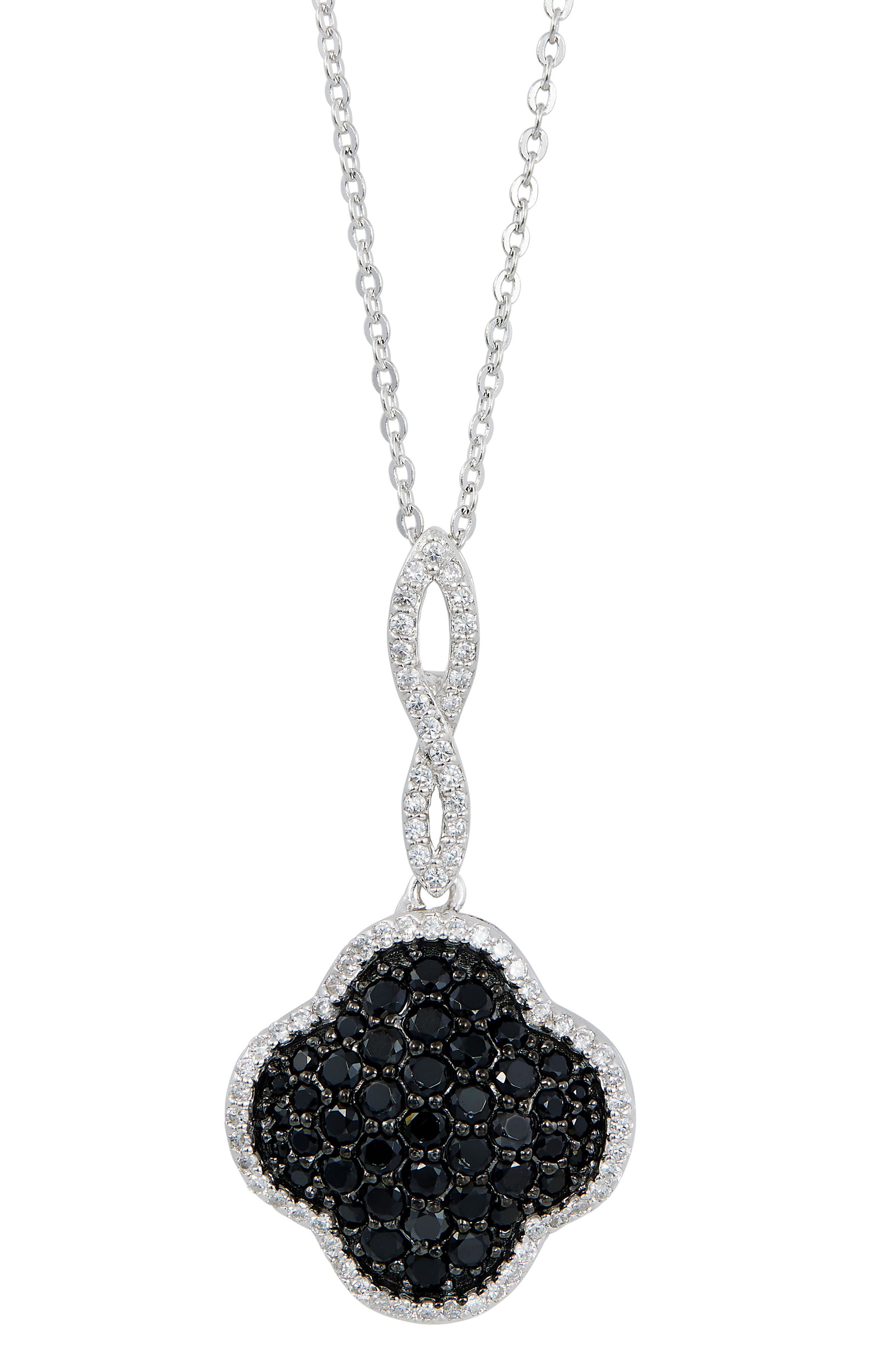 SAVVY CIE JEWELS Two Tone CZ Clover Pendant Necklace