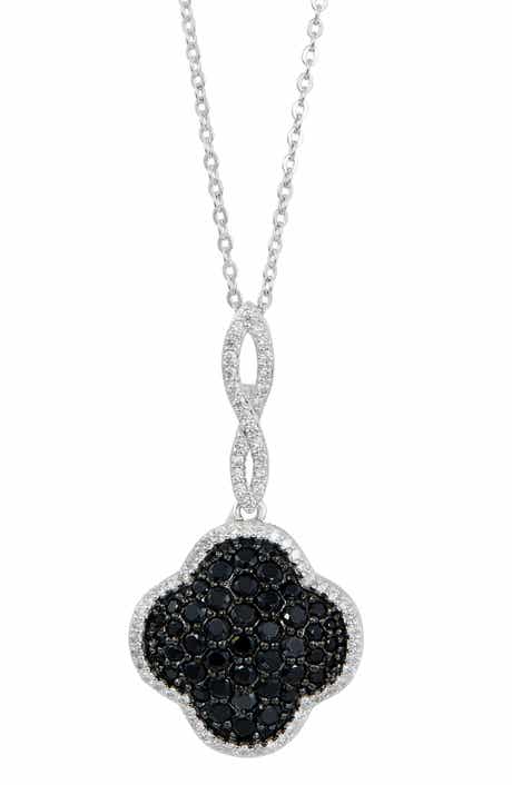 SAVVY CIE JEWELS Two Tone CZ Clover Pendant Necklace