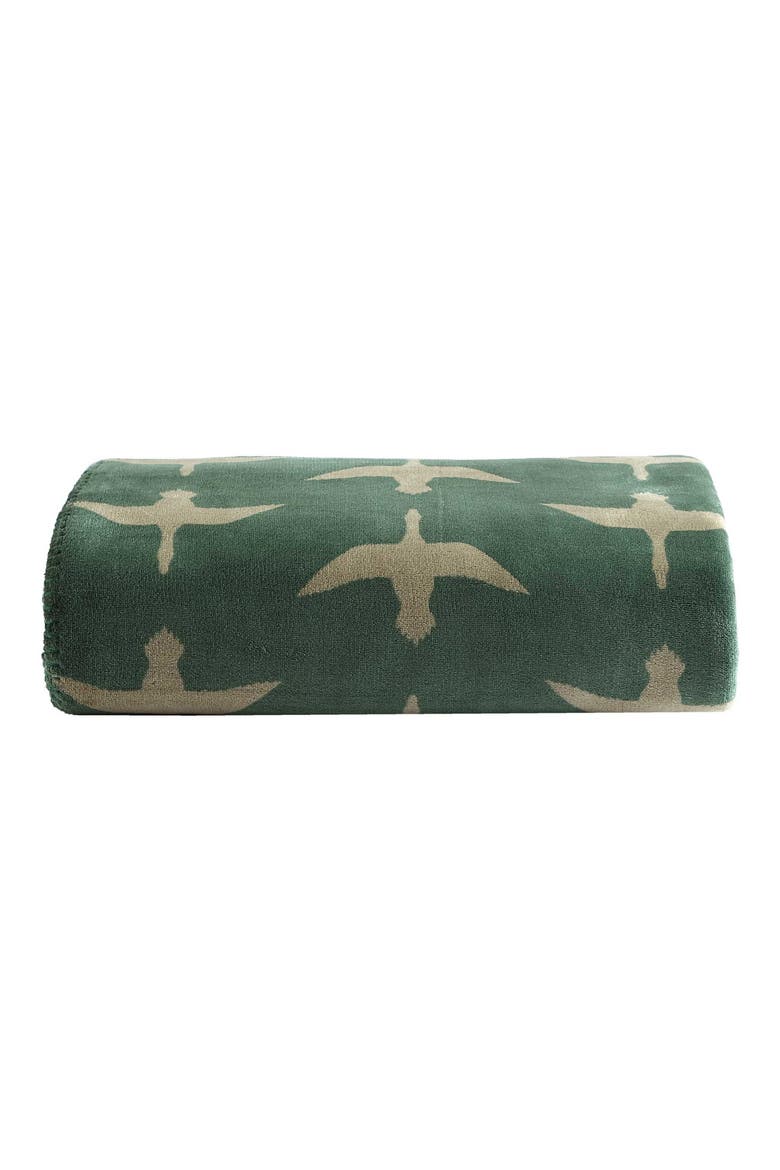 Geese Reversible Flannel Throw Blanket, Main, color, GREEN