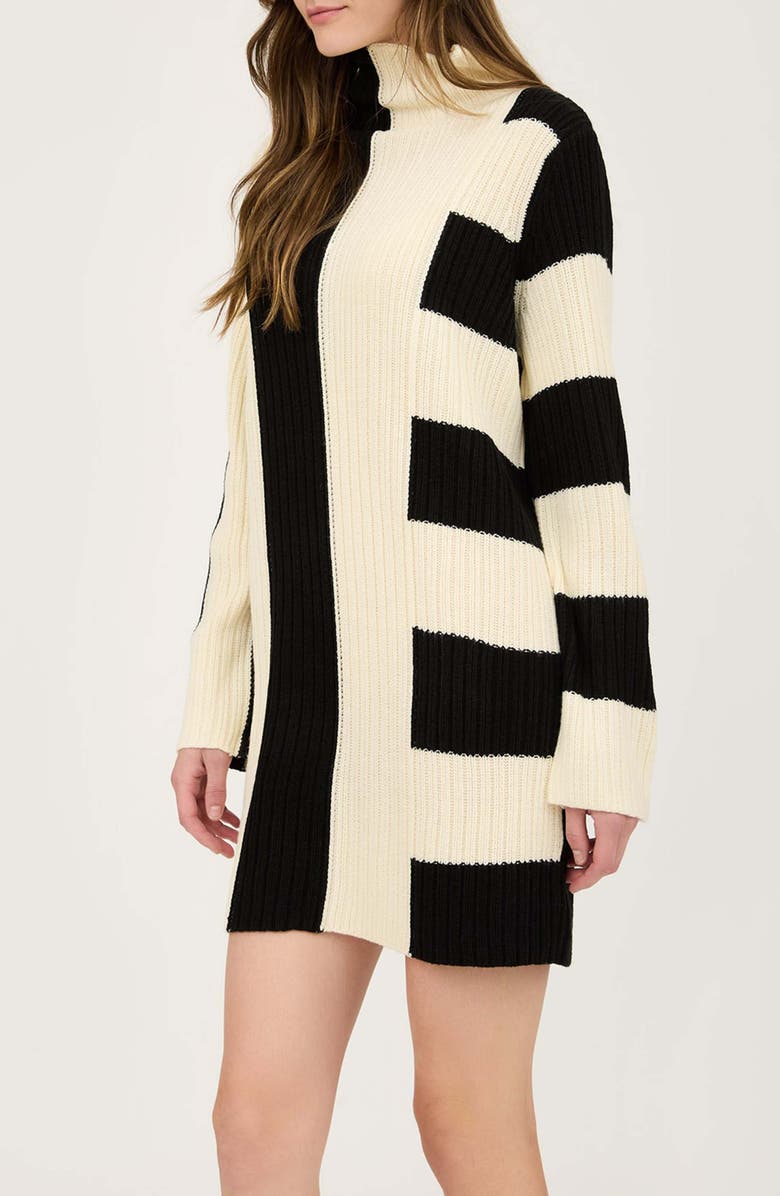 AUGUST SKY Colorblock Rib Long Sleeve Sweater Dress, Alternate, color, Ivory Multi