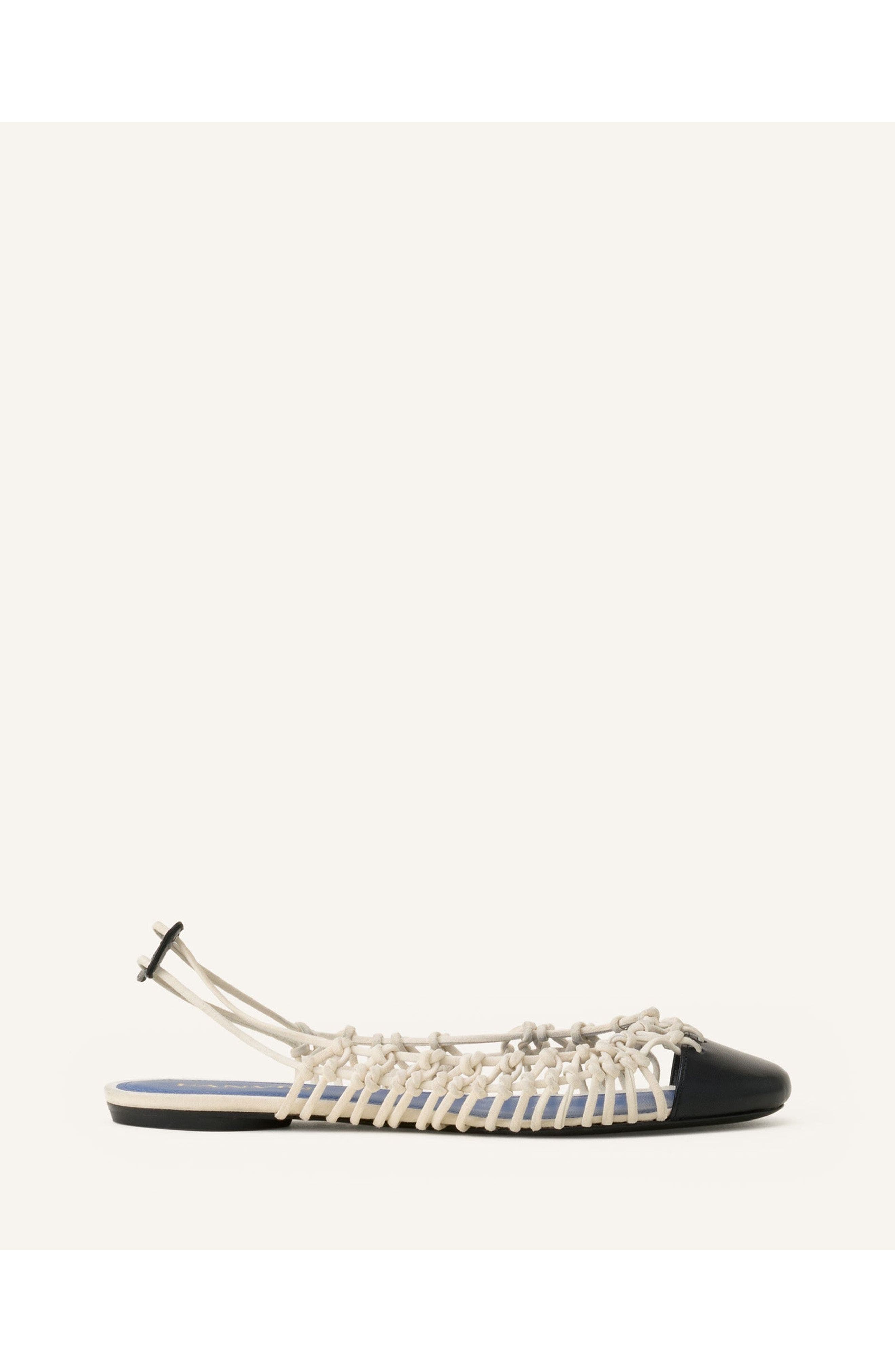 Lanvin Knitline Slingback Ballerina In Leather, Main, color, White/Black