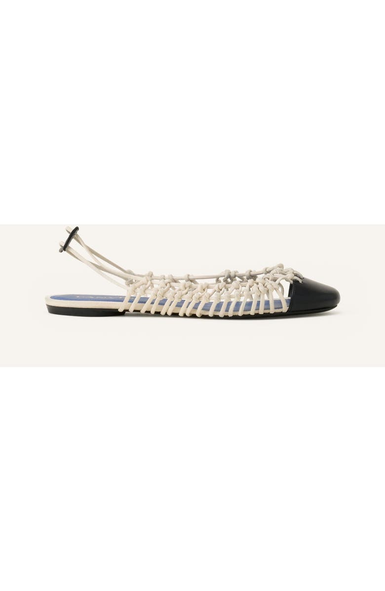 Lanvin Knitline Slingback Ballerina In Leather, Main, color, White/Black