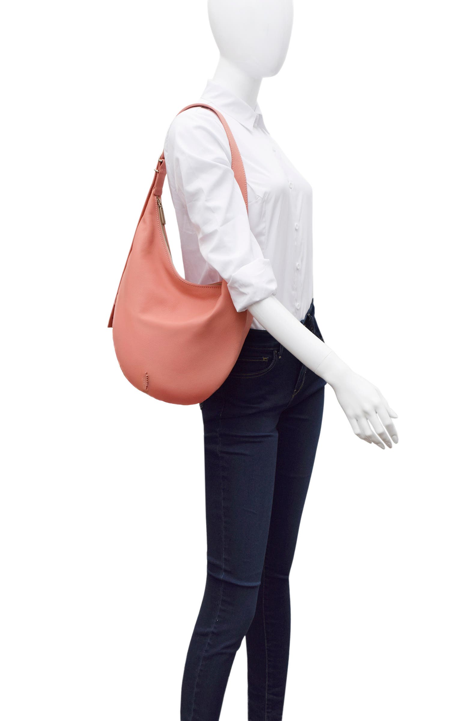 Wyatt Leather Hobo, Alternate, color, BRUSHED CORAL