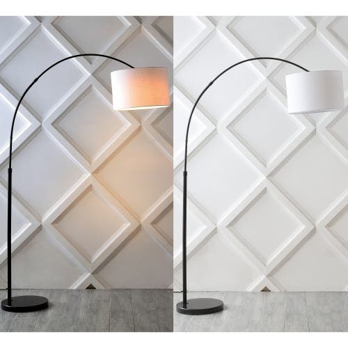 Jonathan Y Collier 70" Industrial Vintage-inspired Head-and-height-adjustable Iron Led Arc Floor Lamp With Smar In Black