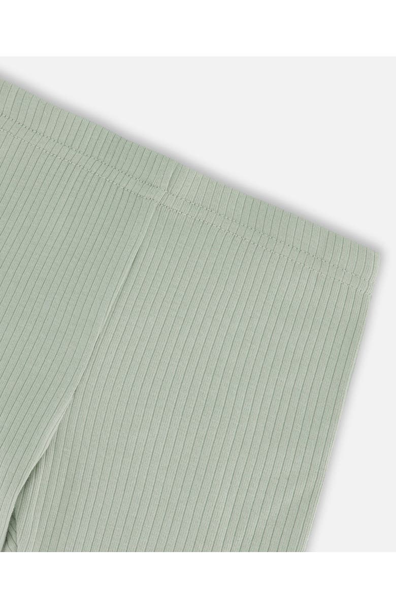 Deux par Deux Little Girl's Rib Capri Legging With Frill Frosty Green, Alternate, color, 