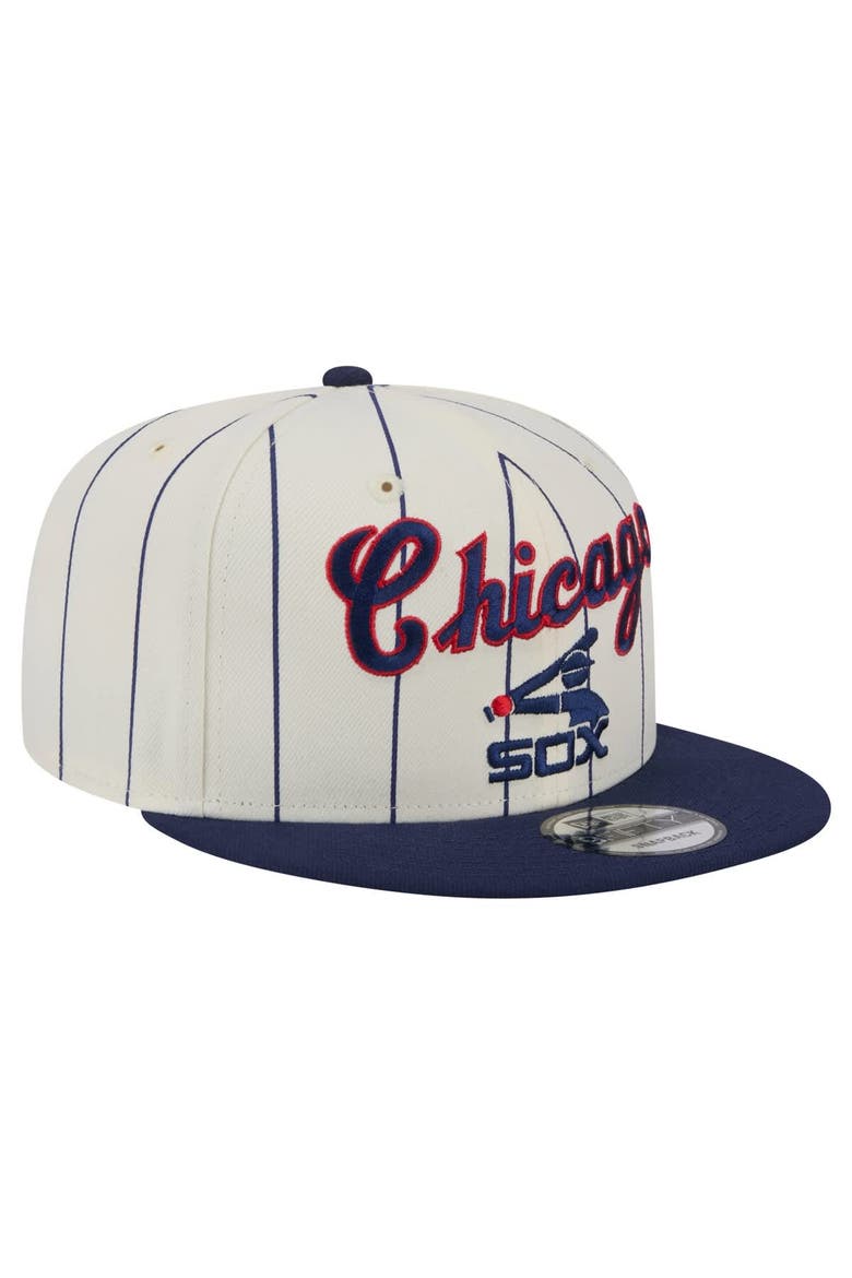 Men's New Era Cream Chicago White Sox Jersey Pinstripe 9FIFTY Snapback Hat, Alternate, color, Cream