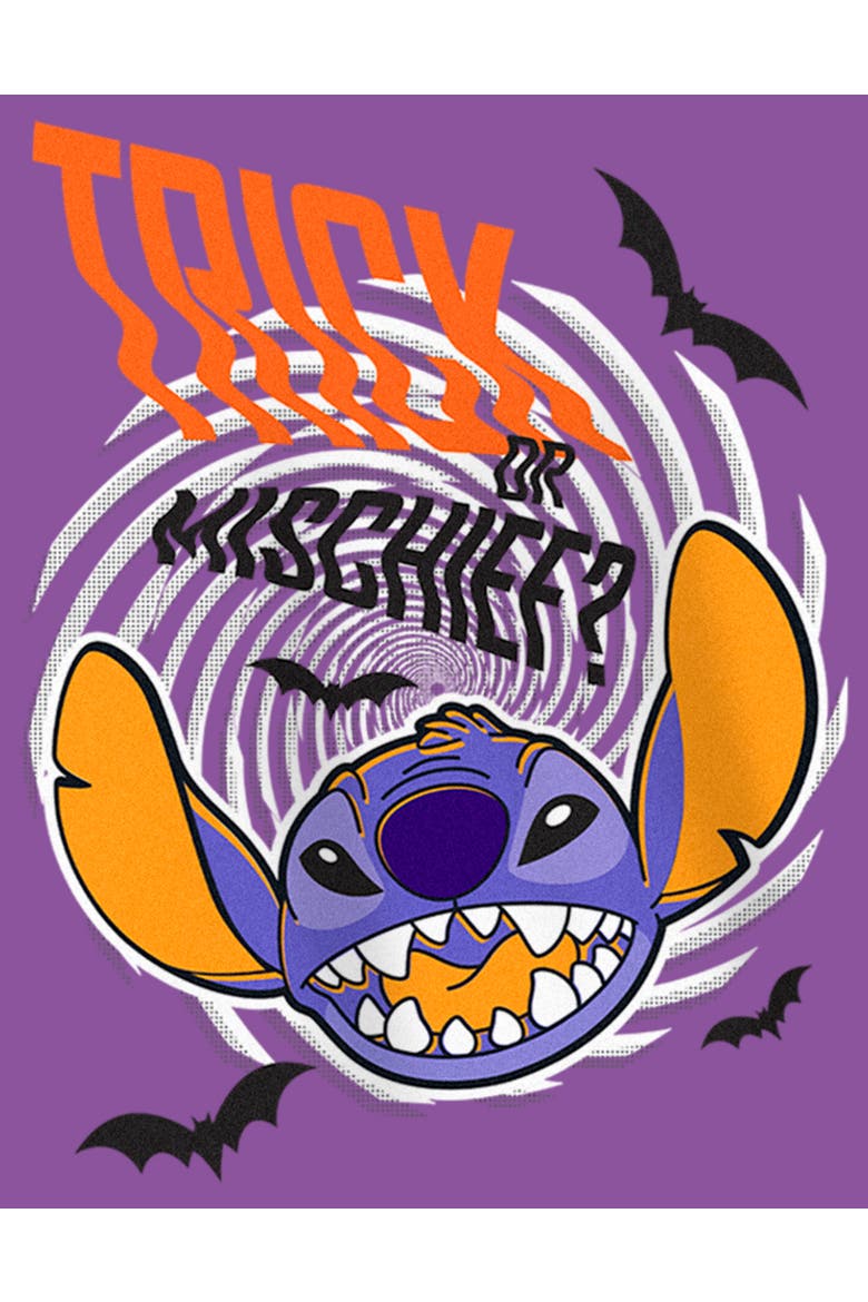 Girl's Lilo & Stitch Trick or Mischief T-Shirt, Alternate, color, Purple Berry