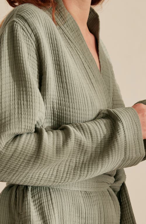 Boll & Branch Dream Rib Organic Cotton Robe In Sageleaf