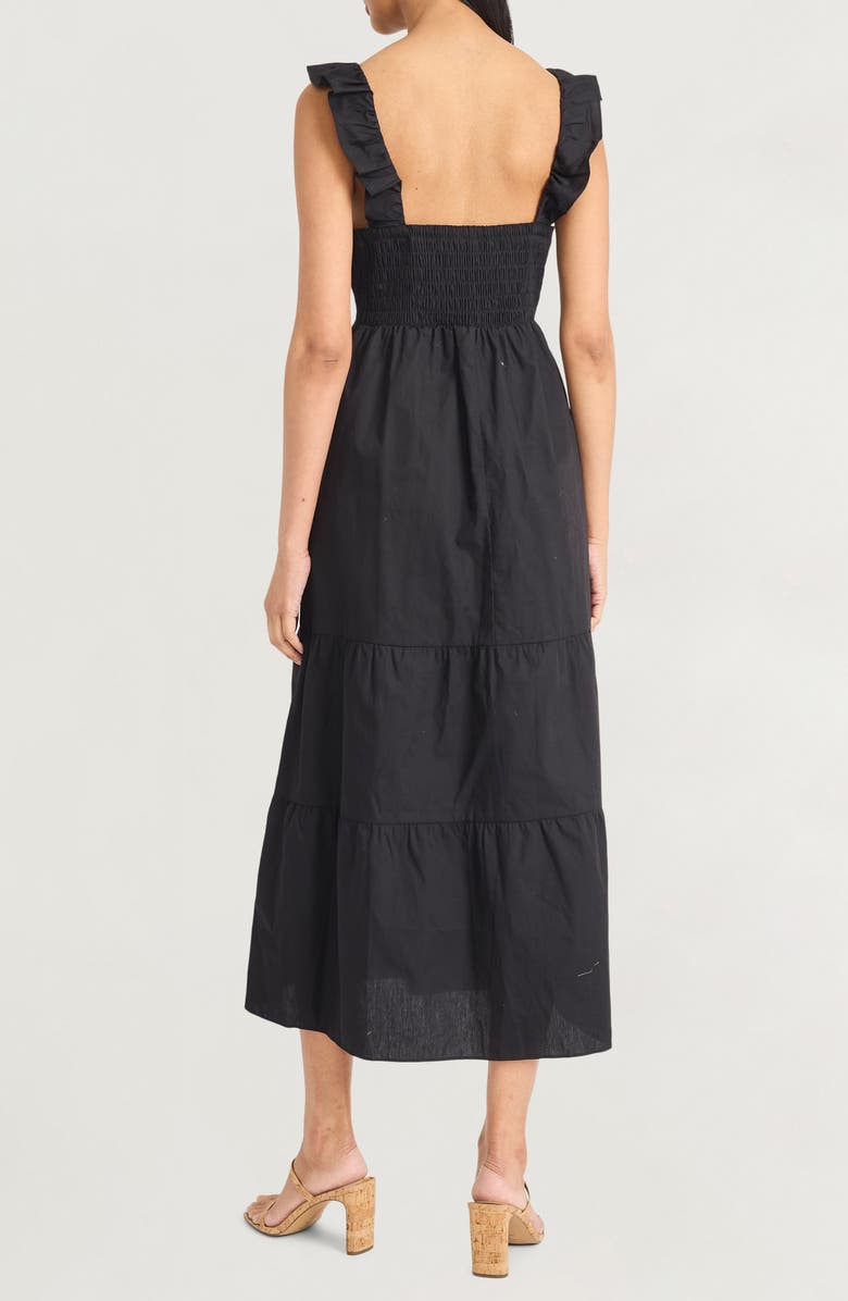 The Good Journey Tiered Midi Dress, Alternate, color, Black
