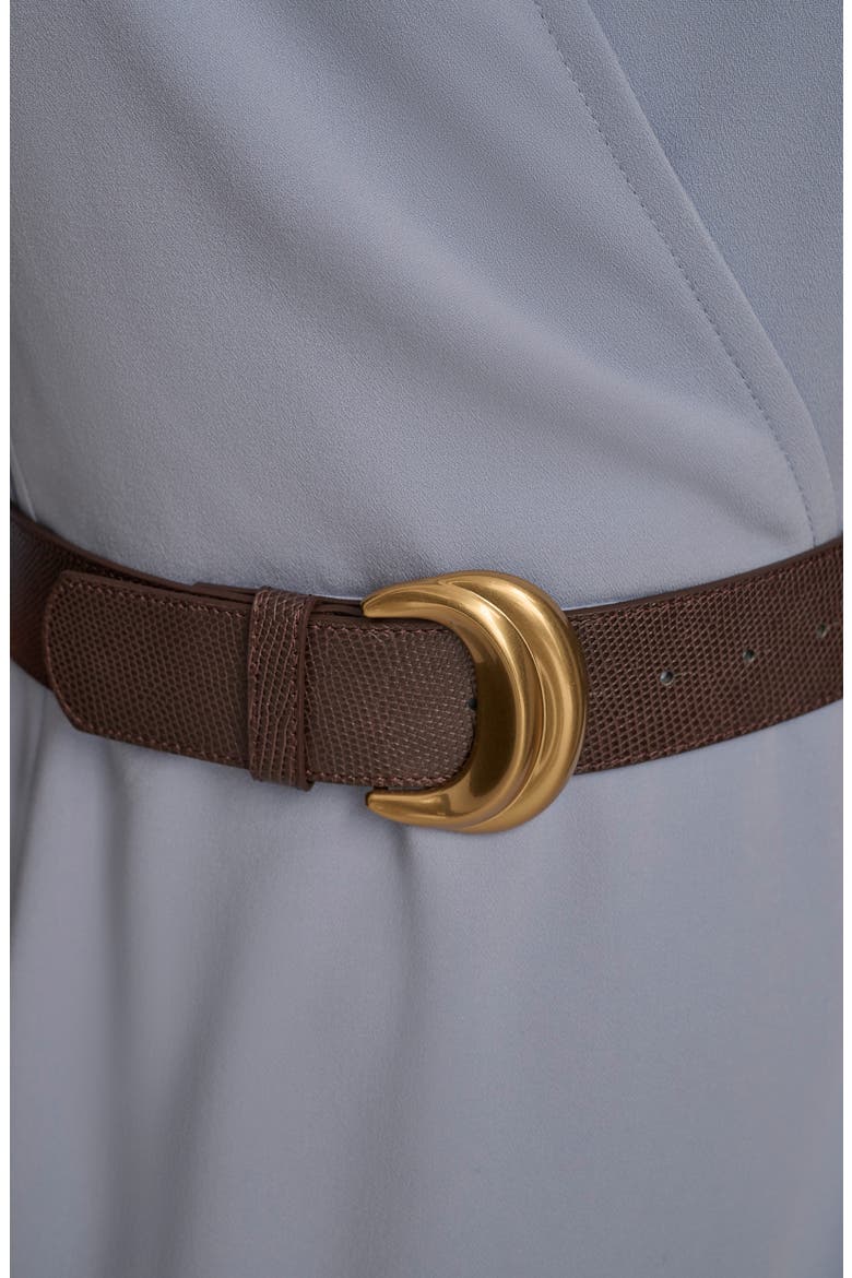 Belted Cady Sheath Dress, Alternate, color, GLACIAL BLUE