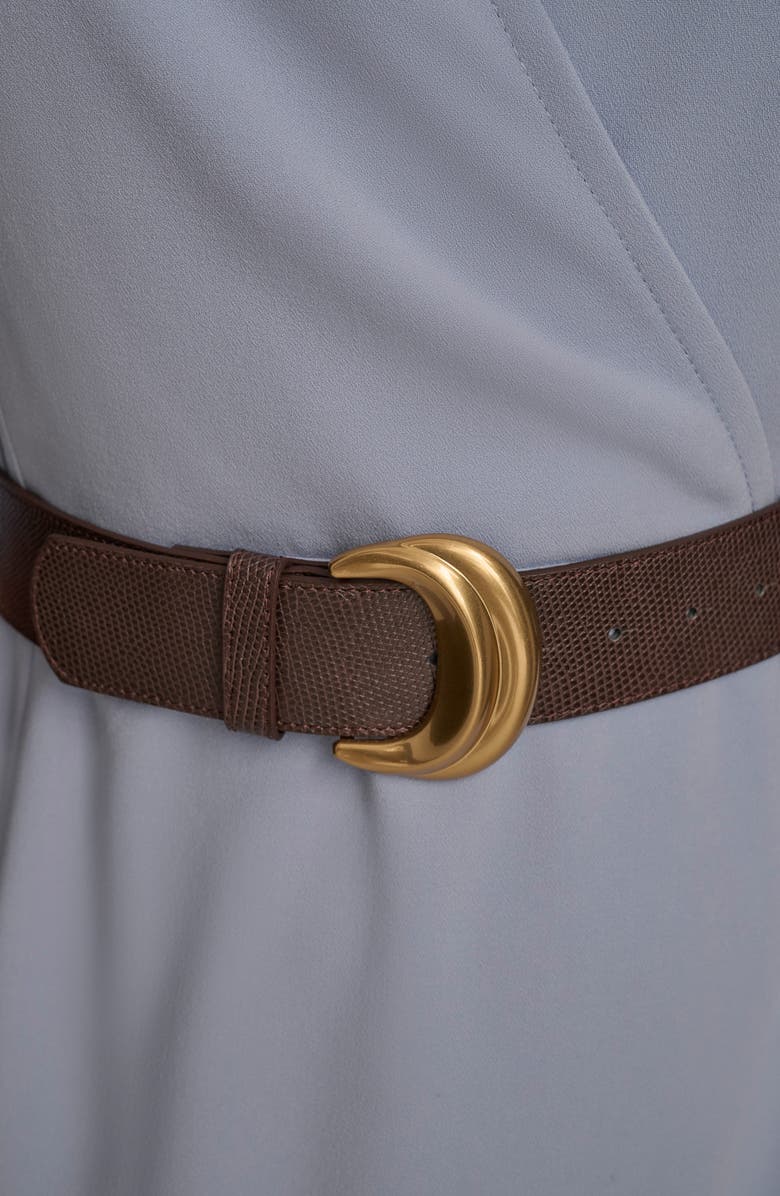 DONNA KARAN Belted Cady Sheath Dress, Alternate, color, Glacial Blue