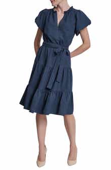 DKNY Bubble Sleeve Tiered Dress