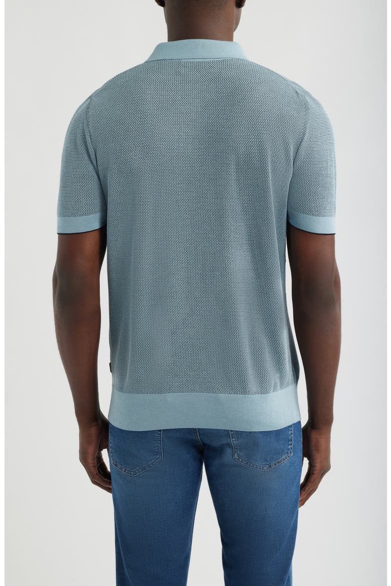 L-Naldo Silk & Cotton Polo, Alternate, color, BLUE