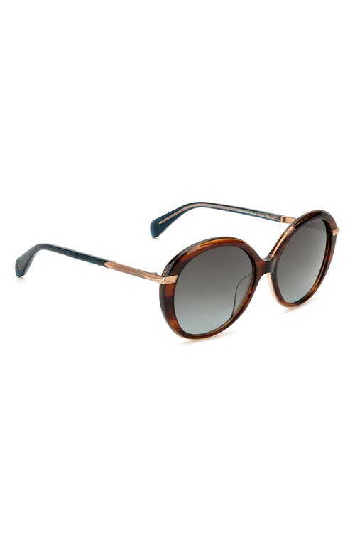 Rag & Bone 56mm Gradient Round Sunglasses In Brown Horn/grey Shaded