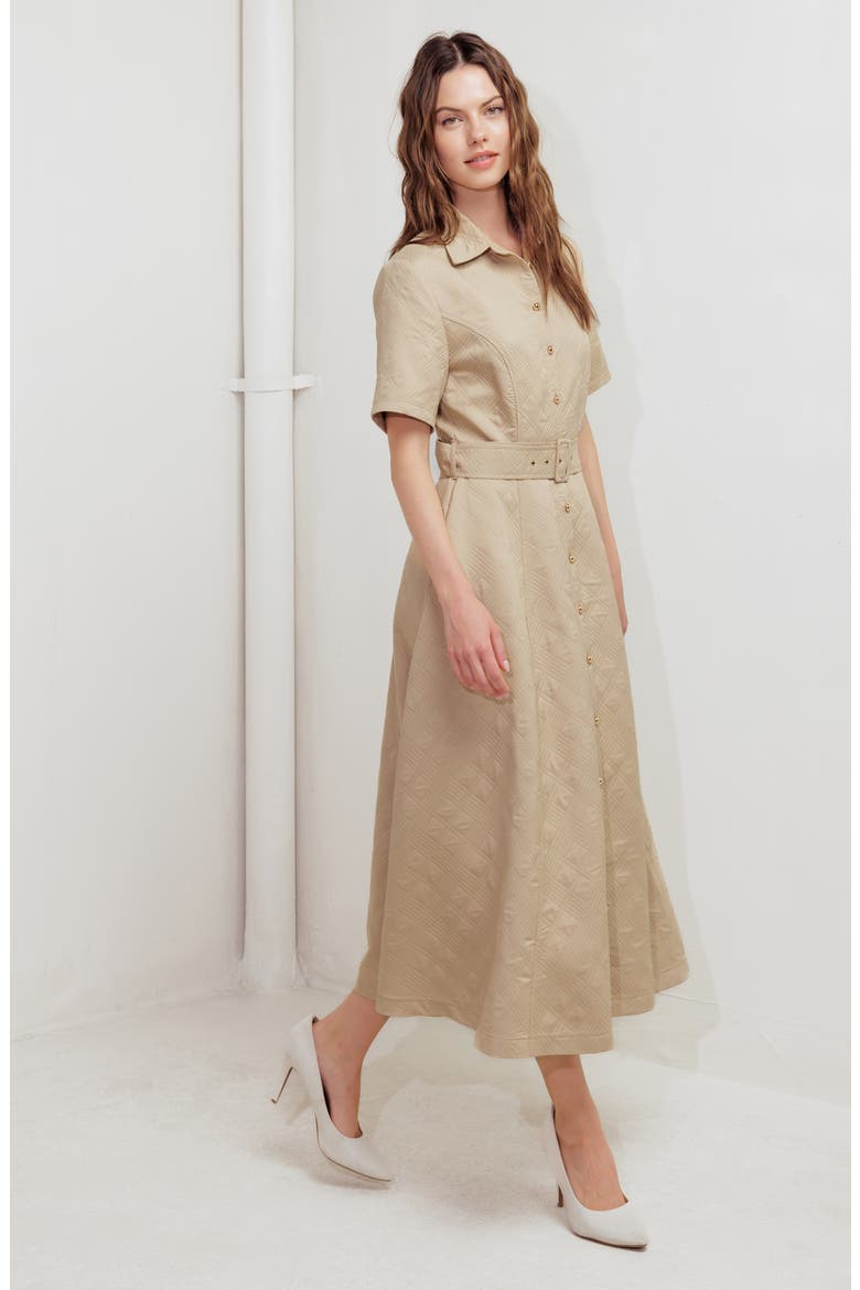 Diamond Stitched A-Line Dress, Alternate, color, TAUPE