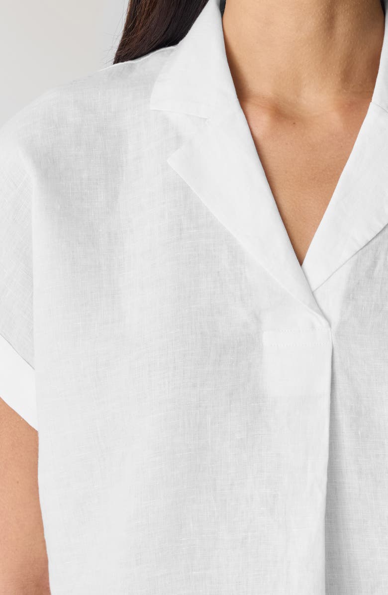 Eileen Fisher Notched Collar Organic Linen Top, Alternate, color, White