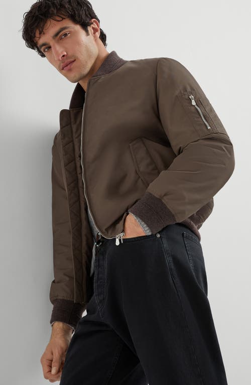 Brunello Cucinelli Bomber Jacket With Padding In Brown