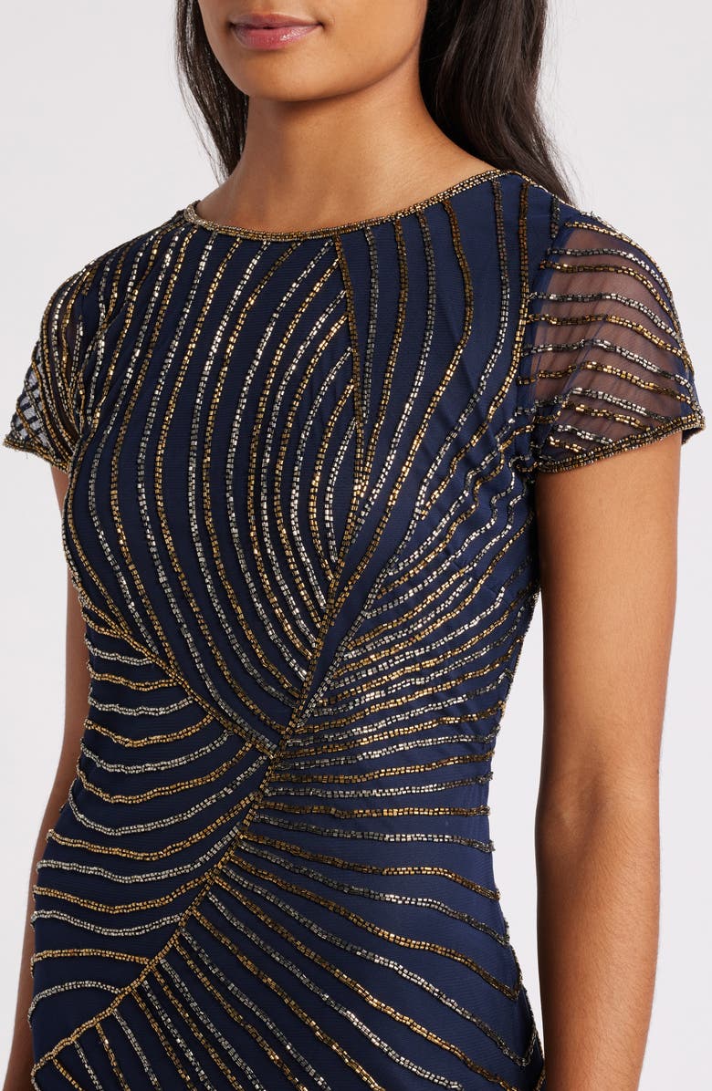 Pisarro Nights Beaded Gown, Alternate, color, Navy 410