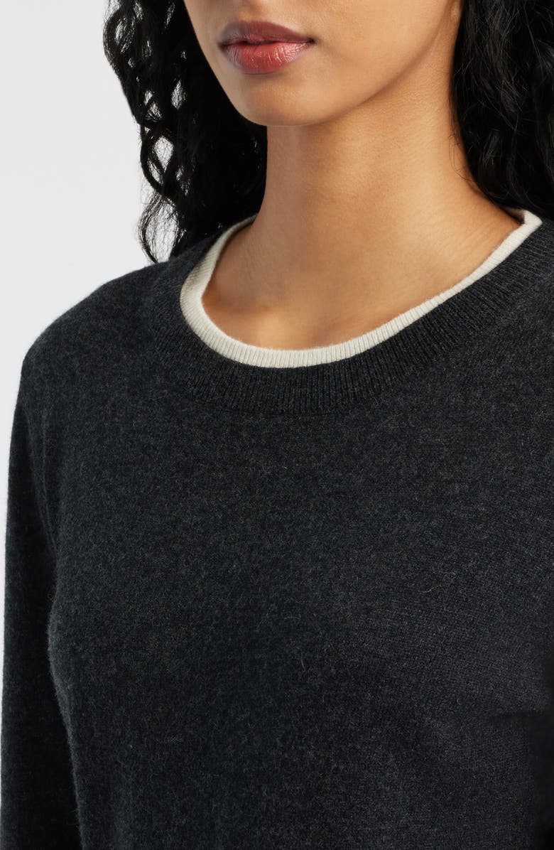 ARTLESS FOREVER Tove Layered Look Wool & Cashmere Sweater, Alternate, color, Charcoal