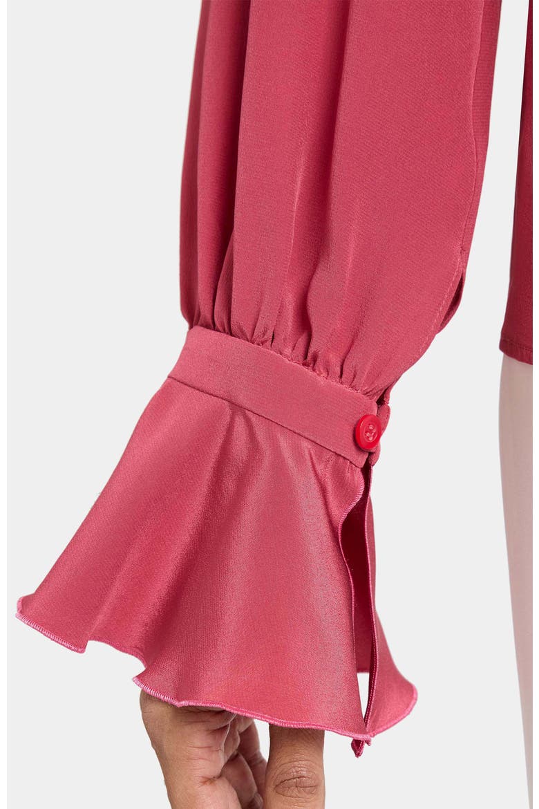 Rue Silk Long Sleeve Blouse in Silk Crepe de Chine, Alternate, color, PEONY